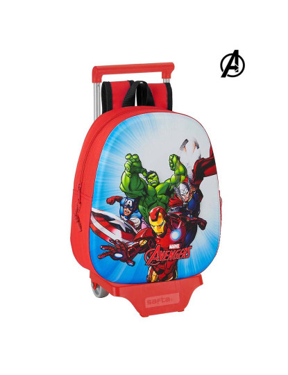 imagem de Mochila Escolar 3D com Rodas 705 The Avengers Vermelho1