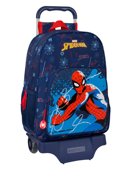 imagem de Mochila escolar com rodas Homem-Aranha Neon Azul Marinho 33 x 42 x 14 cm1