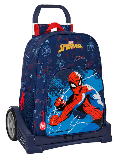 imagem de Mochila escolar com rodas Homem-Aranha Neon Azul Marinho 33 x 42 x 14 cm1