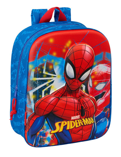 imagem de Mochila escolar Homem-Aranha Vermelho Azul Marinho 22 x 27 x 10 cm Modelo 3D1