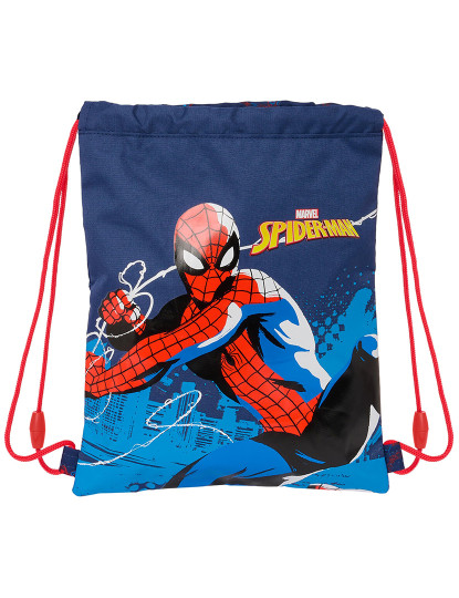 imagem de Mochila com Cordas Homem-Aranha Neon Azul Marinho 26 x 34 x 1 cm1