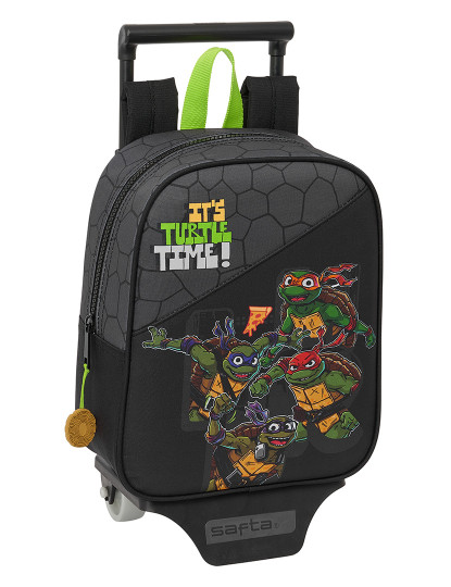 imagem de Mochila escolar com rodas Teenage Mutant Ninja Turtles preto cinza 22 x 27 x 10 cm1