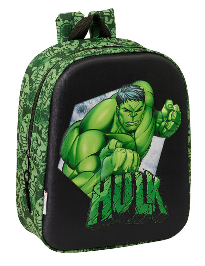 imagem de Mochila escolar Hulk Preto Verde 22 x 27 x 10 cm Modelo 3D1