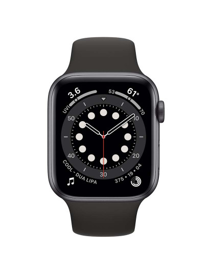 imagem de Apple Watch Series 6 44mm GPS + Cellular Stainless Steel case Mostrador: Pulseira Cinza: Sport Black Grau B2