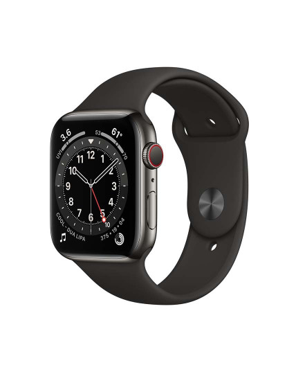 imagem de Apple Watch Series 6 44mm GPS + Cellular Stainless Steel case Mostrador: Pulseira Cinza: Sport Black Grau B1