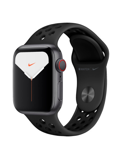 imagem de Apple Watch Series 5 Nike 40mm GPS+Cellular Aluminum Case Mostrador: Pulseira Cinza: Sport Black Grau B1