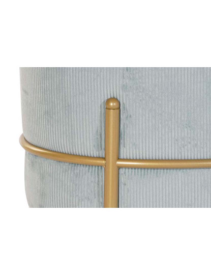 imagem de Pufe DKD Home Decor   Dourado Metal Poliéster Veludo Azul celeste (51 x 36 x 34 cm)3