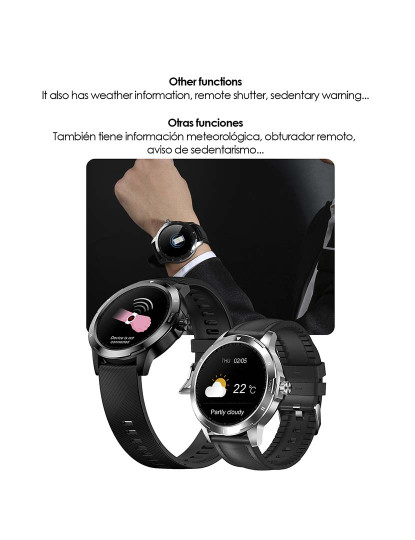 imagem de Smartwatch K15 com Temperatura Corporal Modo Multidesporto Monitor Cardíaco e Tensão Preto7
