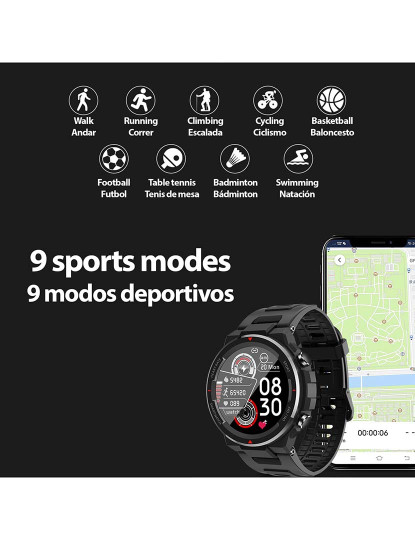 imagem de Smartwatch Q70 com Monitor Cardíaco Tensão e 9 Modos Multidesportivo Preto5