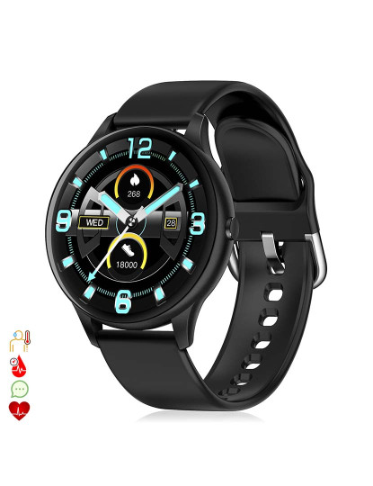 imagem de Smartwatch K21 com Temperatura Corporal e Monitor Cardíaco Preto1