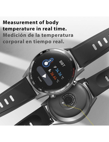 imagem de Smartwatch T23 com Temperatura Corporal Tensão e Oxigénio no Sangue Rosa 4