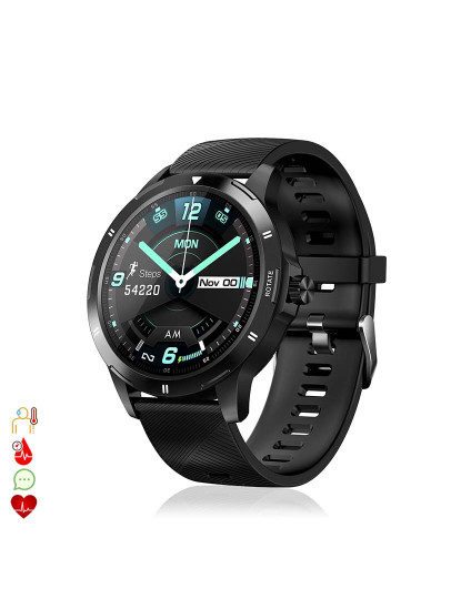 imagem de Smartwatch K15 com Temperatura Corporal Modo Multidesporto Monitor Cardíaco e Tensão Preto1