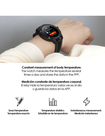 imagem de Smartwatch K15 com Temperatura Corporal Modo Multidesporto Monitor Cardíaco e Tensão Preto2