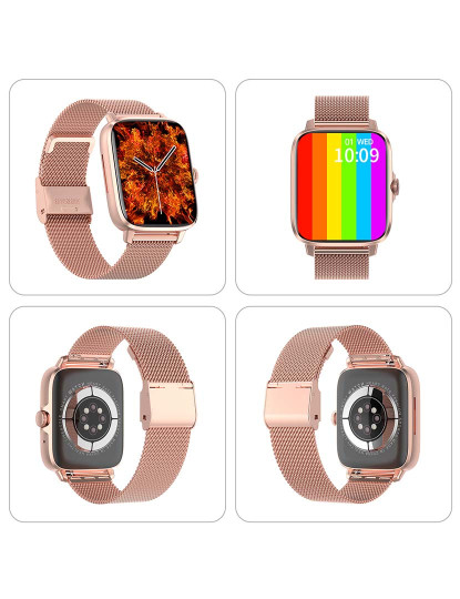 imagem de Smartwatch DT102 com pulseira de aço Rosa Dourado7