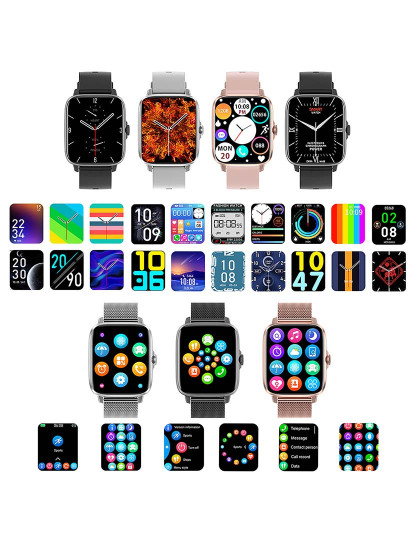 imagem grande de Smartwatch DT102 com pulseira de aço Prateado4