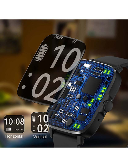 imagem grande de Smartwatch DT102 com pulseira de aço Prateado6
