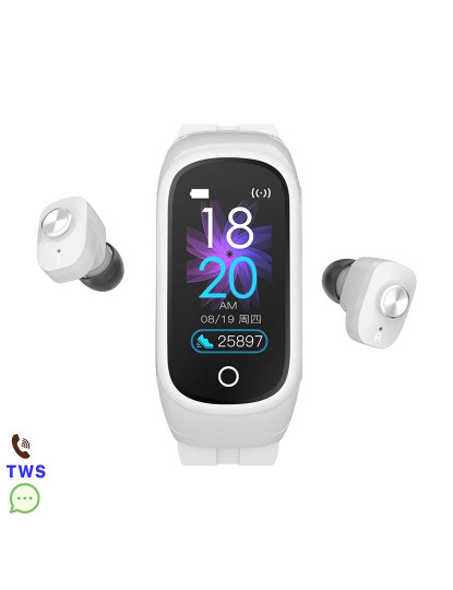 imagem de Pulseira Inteligente N8 Com auriculares TWS integrados Branco1