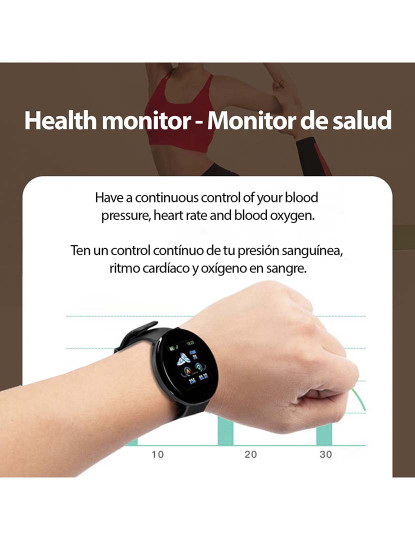 imagem de Smartband D18 com Notificações Monitor Cardíaco O2 no Sangue Preto3