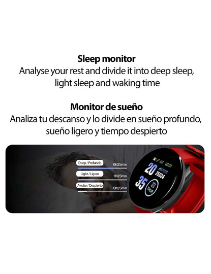 imagem de Smartband D18 com notificações monitor cardíaco O2 no sangue Vermelho5