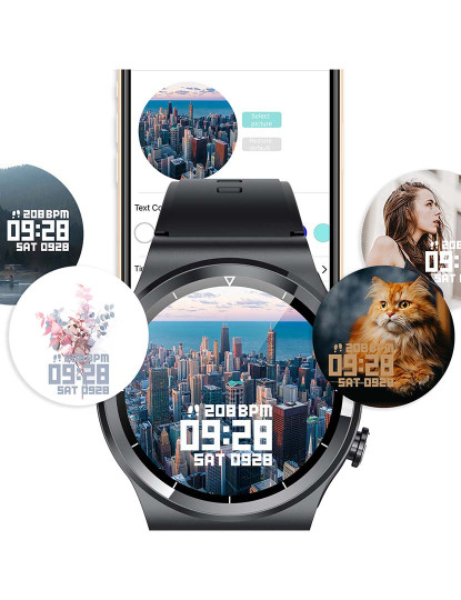 imagem de Smartwatch GT69 com auriculares Bluetooth 5.0 TWS integrados. Preto7