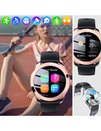 imagem de Smartwatch M28 com termómetro corporal Preto5