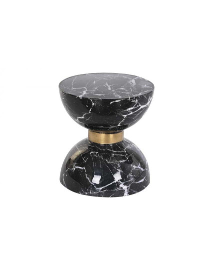imagem de Mesa Auxiliar de Ferro 33X33X35 Preto Mármore Look1