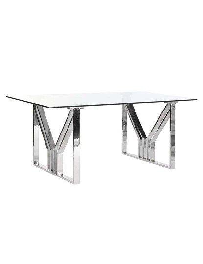 imagem de Mesa de jantar em aço e vidro 180X90X75 cromada1