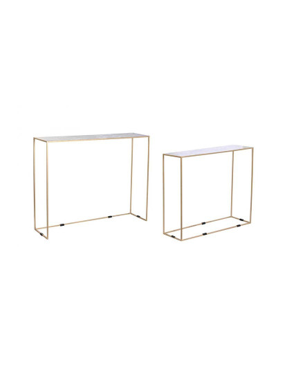 imagem de Conjunto de console 2 ferro 100X28X80 aparência mármore branco1