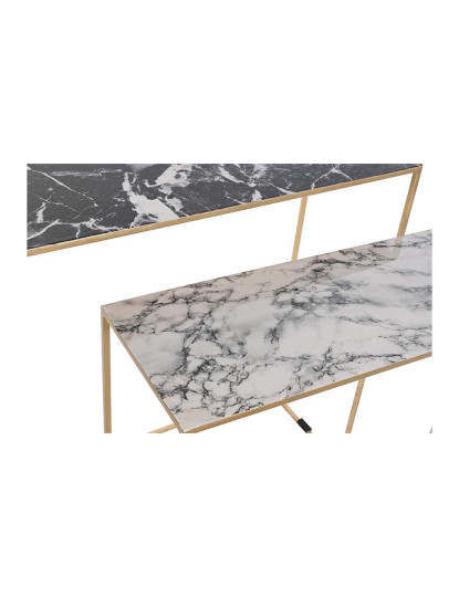 imagem de Conjunto de console 2 ferro 100X28X80 aparência mármore branco2
