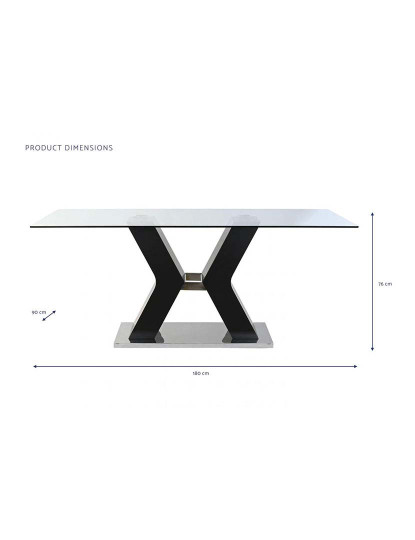 imagem de Mesa de Jantar em Vidro Temperado Mdf 180X90X76 Preto8