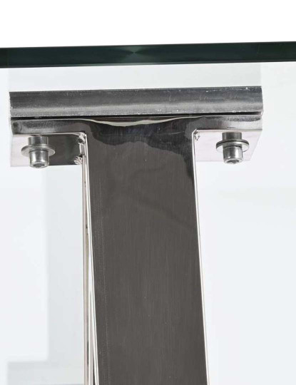 imagem de Mesa de jantar em aço e vidro 180X90X75 cromada7