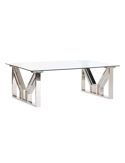 imagem de Mesa de Centro de Vidro em Aço 130X70X45 Cromada1