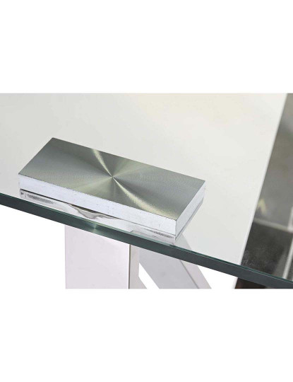 imagem de Mesa de jantar em aço e vidro 180X90X75 cromada5