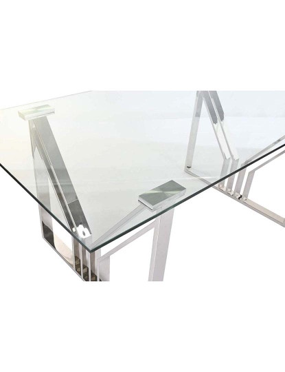 imagem de Mesa de jantar em aço e vidro 180X90X75 cromada3