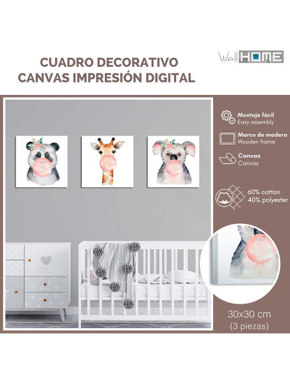 imagem de Tela De Pintura Decorativa Impressão Digital 3 Peças. Bem Em Casa2