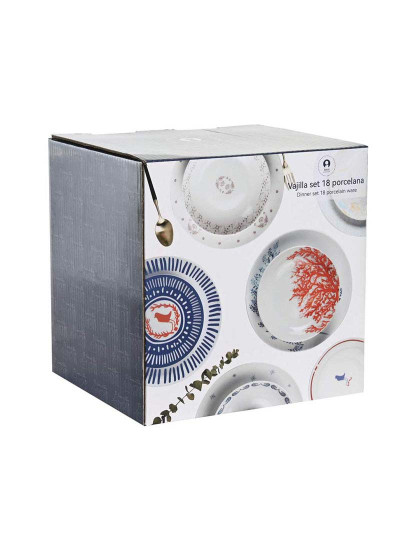 imagem de Serviço Loiça DKD Home Decor Azul Branco Vermelho Porcelana Mediterrâneo 18 Peças 27 x 27 x 3 cm5