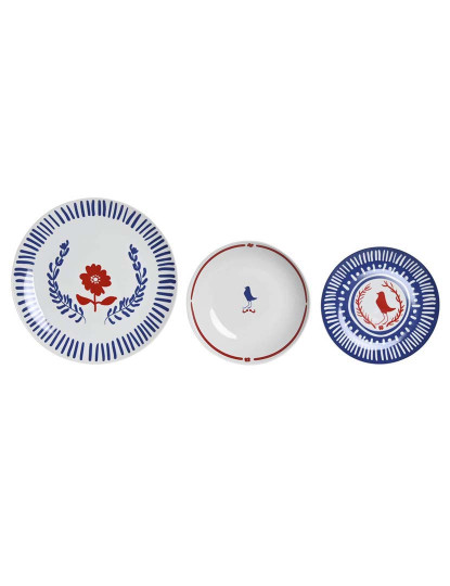 imagem de Serviço Loiça DKD Home Decor Azul Branco Vermelho Porcelana Mediterrâneo 18 Peças 27 x 27 x 3 cm1