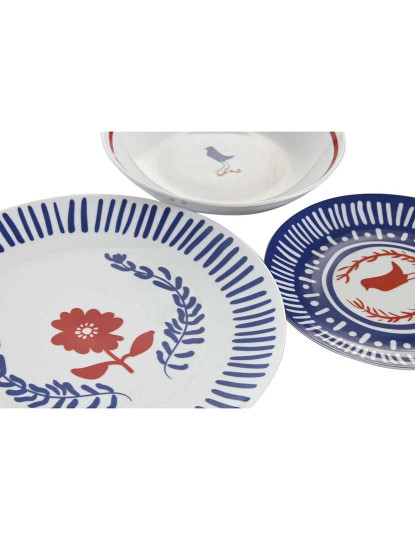 imagem de Serviço Loiça DKD Home Decor Azul Branco Vermelho Porcelana Mediterrâneo 18 Peças 27 x 27 x 3 cm3