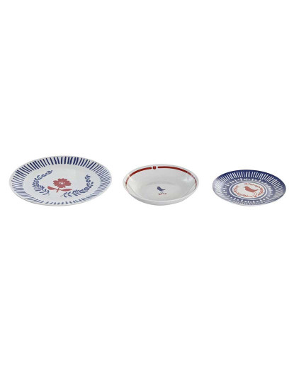 imagem de Serviço Loiça DKD Home Decor Azul Branco Vermelho Porcelana Mediterrâneo 18 Peças 27 x 27 x 3 cm2