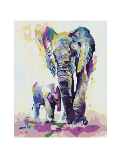 imagem de Tela Com Desenho Para Pintar Com Números Elefantes1