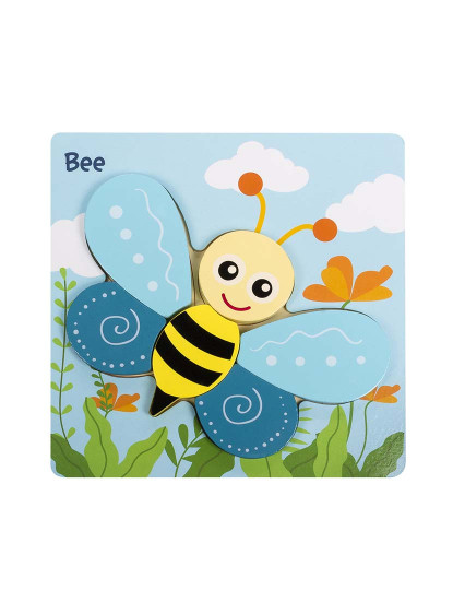 imagem de Puzzle de madeira para crianças 6 peças Desenho de abelha1