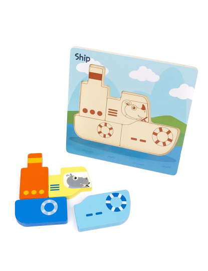 imagem de Puzzle em madeira para crianças de 4 peças. Projeto do barco.3