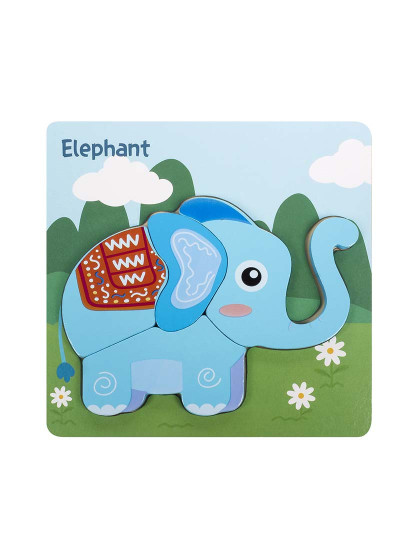 imagem de Puzzle em madeira para crianças de 4 peças Desenho de elefante1
