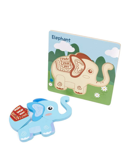 imagem de Puzzle em madeira para crianças de 4 peças Desenho de elefante3