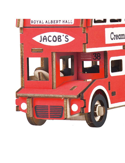 imagem de Quebra-cabeça 3D de madeira ônibus de dois andares britânico 94 peças. 19,2 x 6,7 x 10,9 cm. Vermelho3