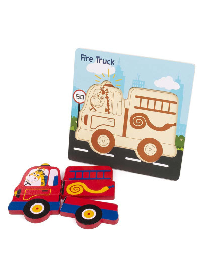 imagem de Puzzle em madeira para crianças 5 peças Projeto do Camião de bombeiros3