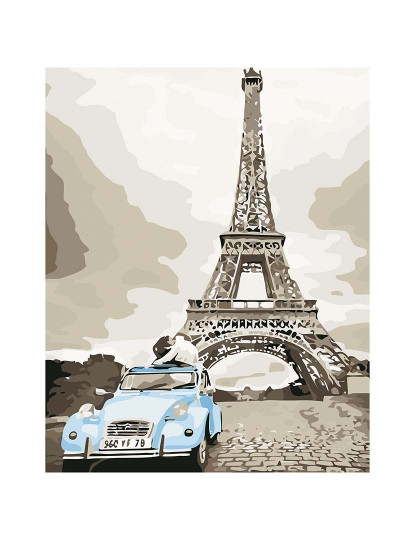 imagem de Tela Com Desenho Para Pintar Com Números 40X50Cm Torre Eiffel1