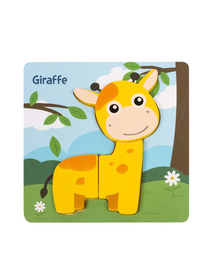 imagem de Puzzle de madeira para crianças 3 peças Desenho de girafa1