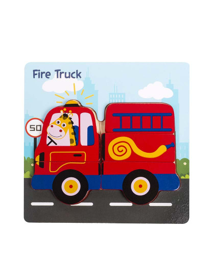 imagem de Puzzle em madeira para crianças 5 peças Projeto do Camião de bombeiros1