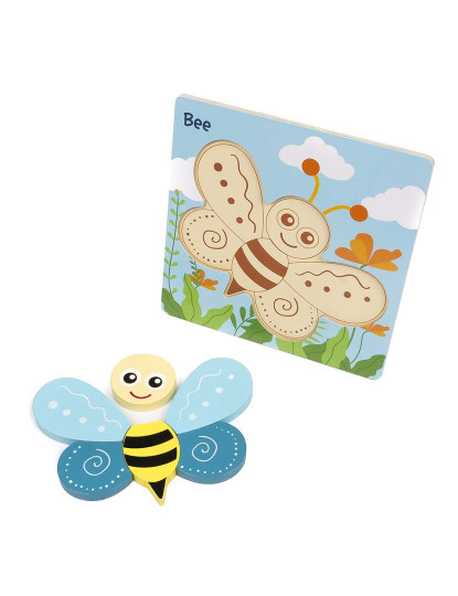 imagem de Puzzle de madeira para crianças 6 peças Desenho de abelha3
